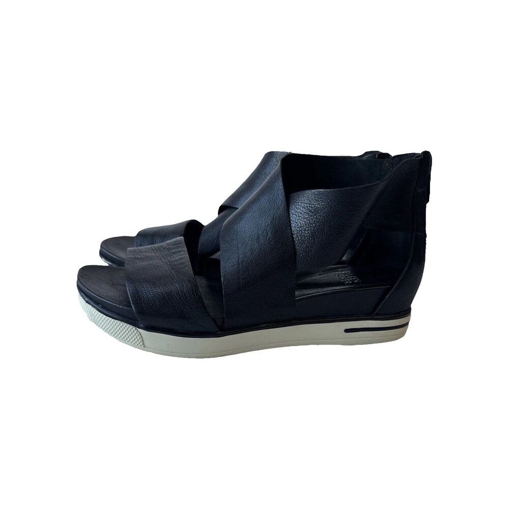 Eileen Fisher Womens Sport Sandal Sz 7 Black Tumbled Leather - Picture 8 of 14